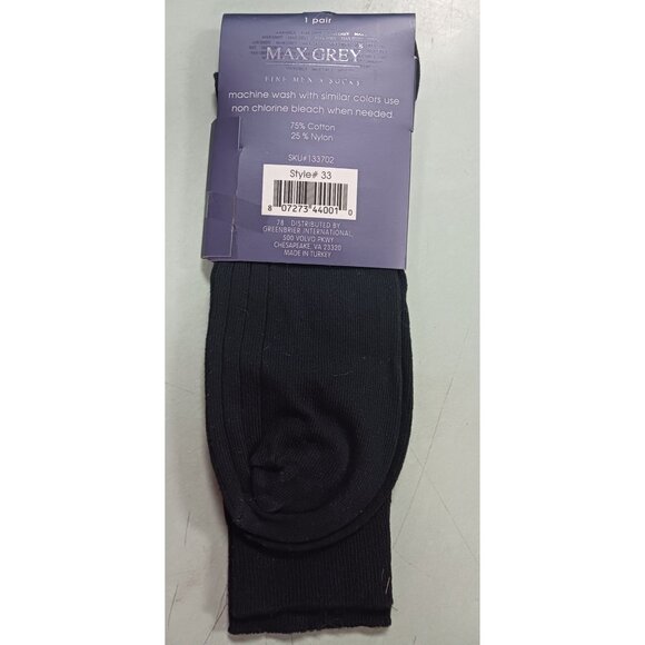Max Grey Fine Men's Socks Size 10-13 Made in Turkey One Pair NEW - Picture 2 of 4